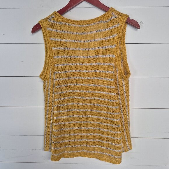 Wonderly Yellow & White Striped Sleeveless Knit Sweater Top Lightweight - Picture 5 of 6